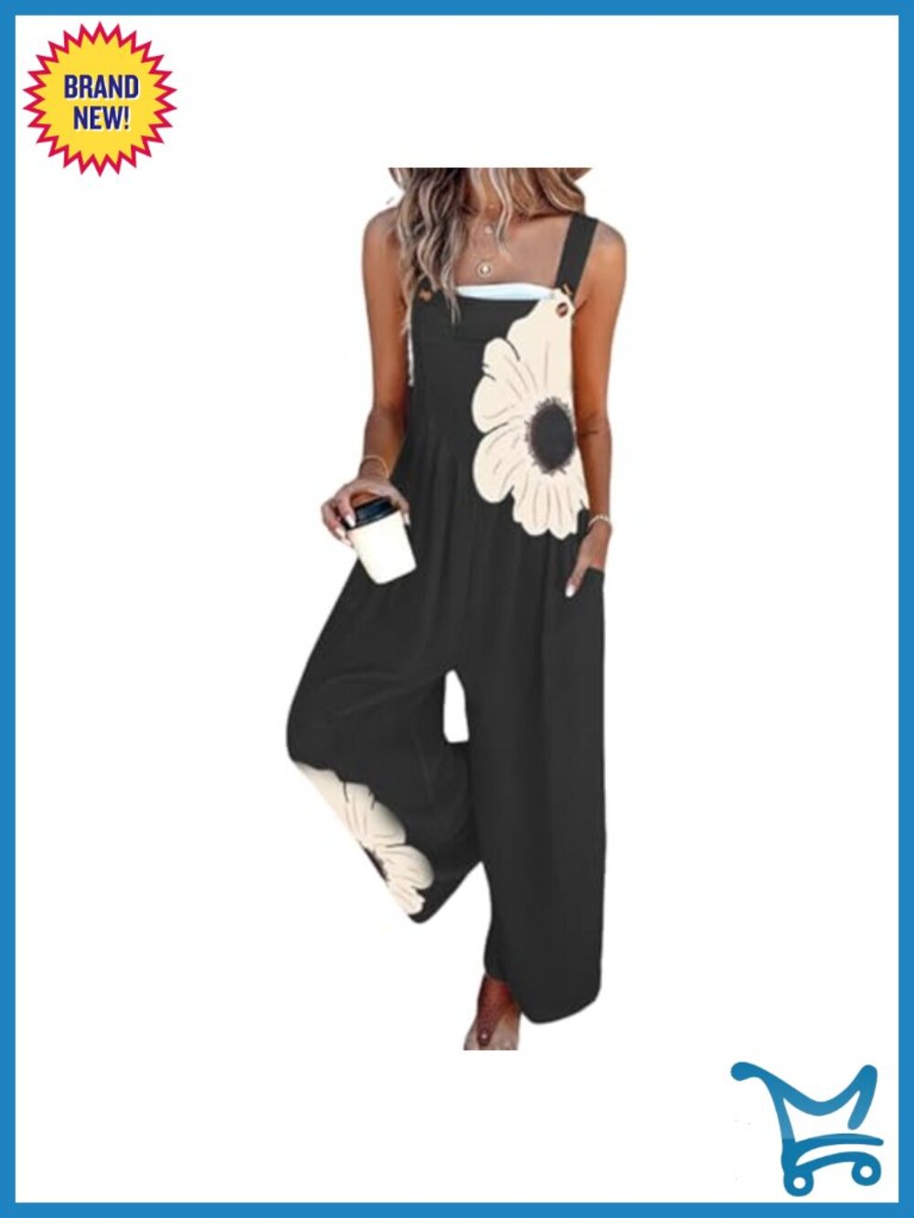 Sleeveless Square Neck Jumpsuit with Pockets Wide Leg